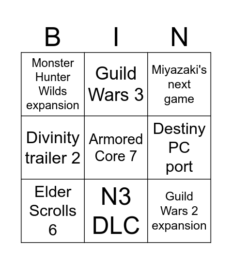 SGF26 Bingo Card