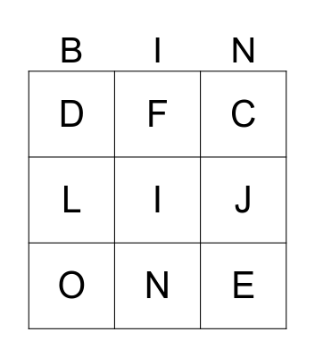 Alphabet Bingo Card