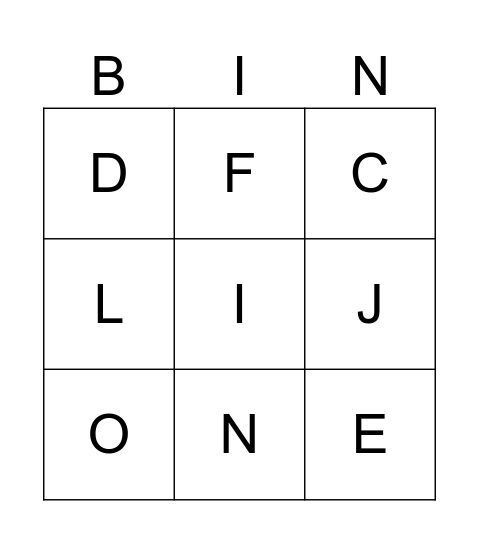 Alphabet Bingo Card