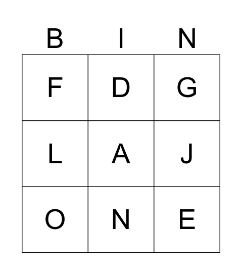 Alphabet Bingo Card
