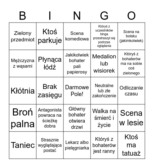 Filmowe Bingo 2 Bingo Card