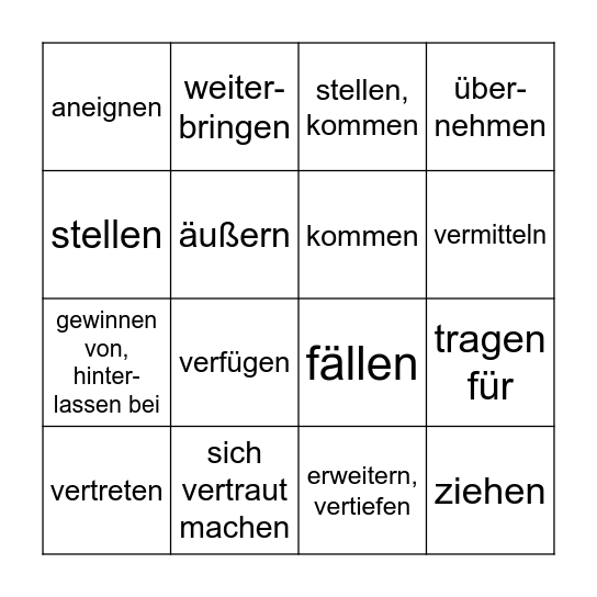 Nomen-Verbverbindungen Bingo Card