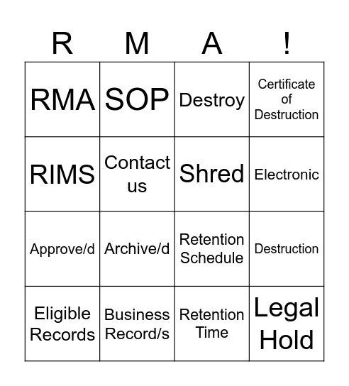 Roundtable Bingo Card