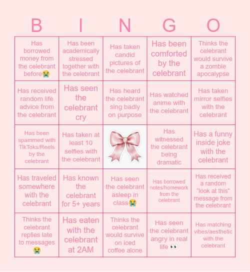 💕 MIX & MINGLE BINGO 💕 Bingo Card