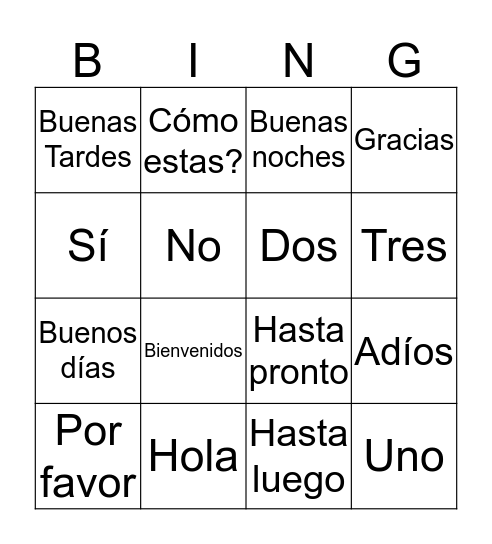 Frases Basicas  Bingo Card