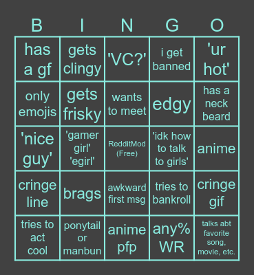 Reddit Mod Bingo Card