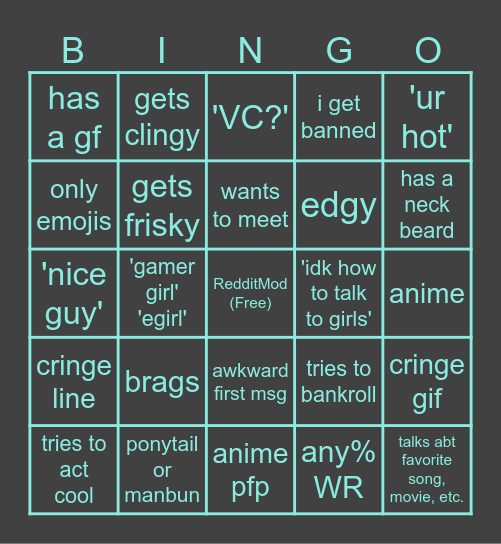 Reddit Mod Bingo Card
