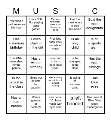 Exam Day Bingo Card