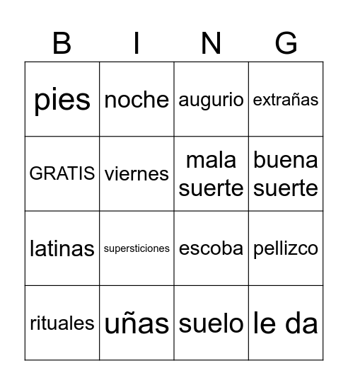 somos 18 Supersticiones Bingo Card