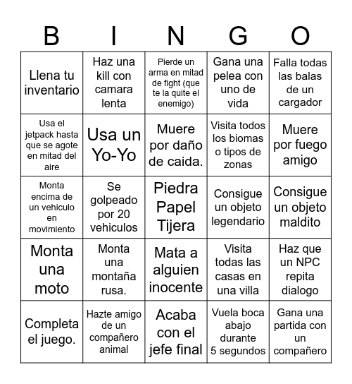 Lockout Bingo Card