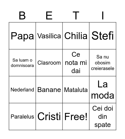 BETINGO Bingo Card