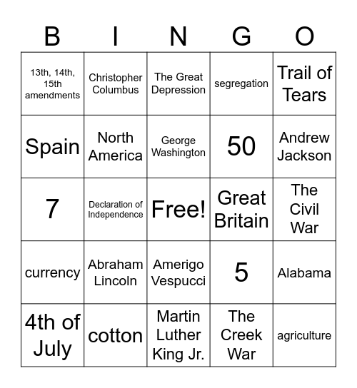 End of Year Review Bingo Card