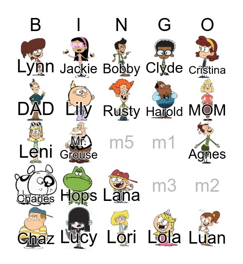 THE LOUD HOUSE Bingo Card