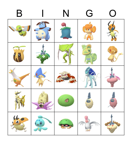 Dex completion shinies Bingo Card
