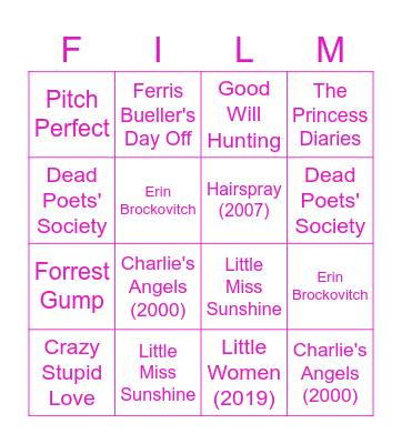 Summer Movies Bingo Card