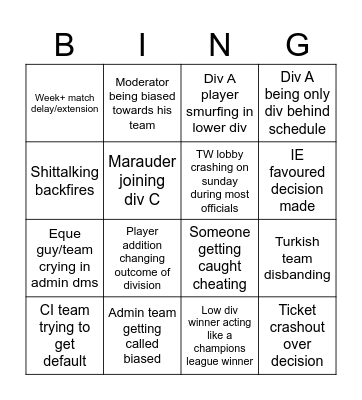 BNL Admin/Mod Bingo Card