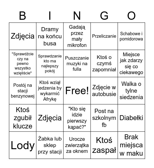 Wycieczka Bingo Card
