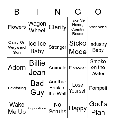 Song Bingo Card