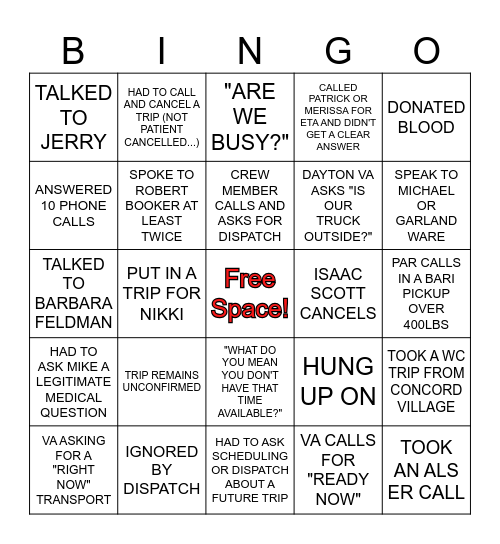 EMS WEEK Bingo Card