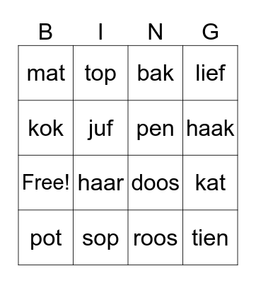 cvc Bingo Card