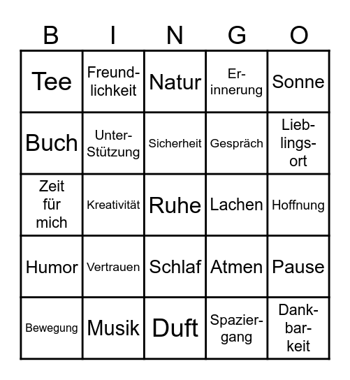 Ressourcen-Bingo Card