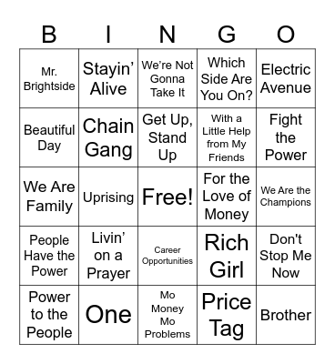 PIPSC Music Bingo Card