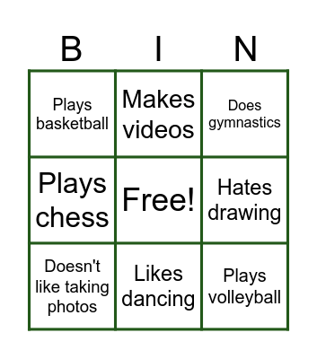 Human Bingo Card