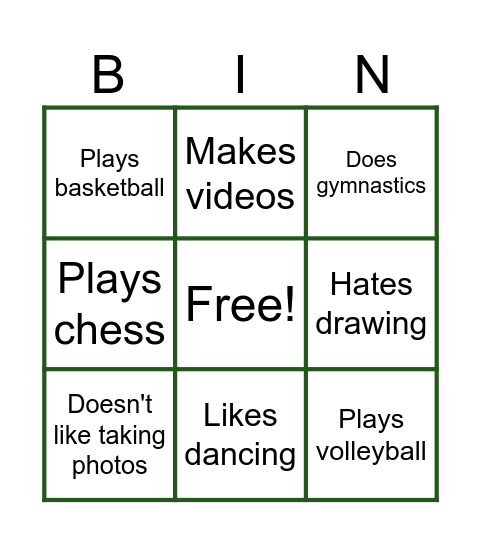 Human Bingo Card