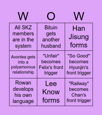 Planet Silumi Bingo Card