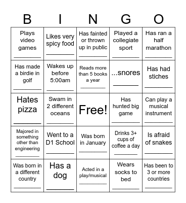 FIND SOMEONE WHO: Bingo Card