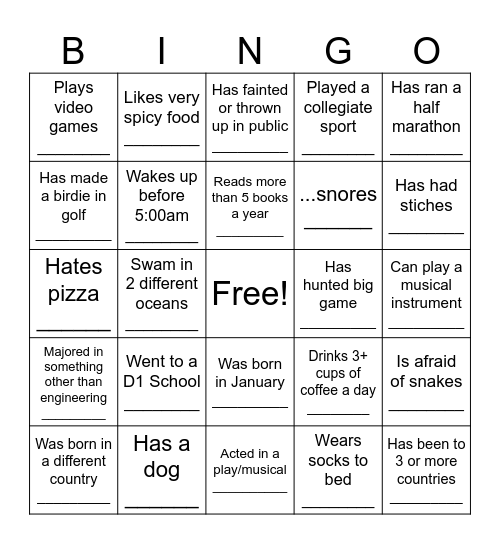 FIND SOMEONE WHO: Bingo Card