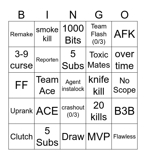 Valo Bingo Card