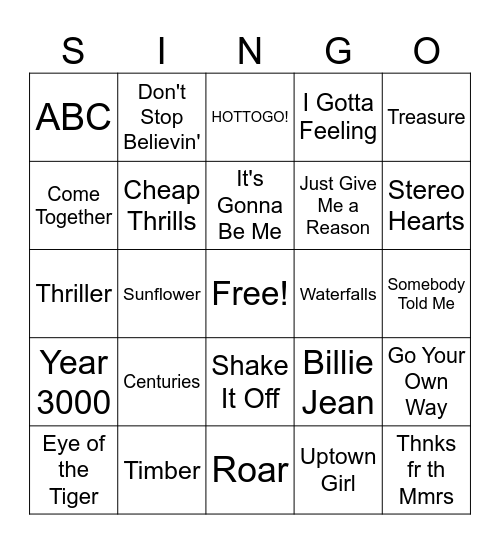 Singo (House Celebration) Bingo Card