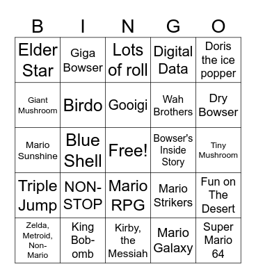 Super Mario Movie Bingo Card