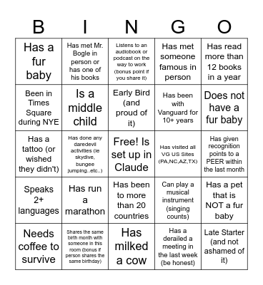 ACE Leadership Offsite - Icebreaker Bingo Card