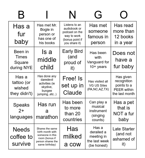 ACE Leadership Offsite - Icebreaker Bingo Card