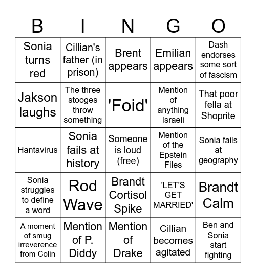Brant Bingo Card