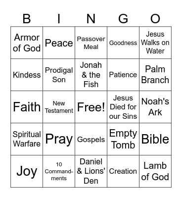 Fearless Faith Bingo Card
