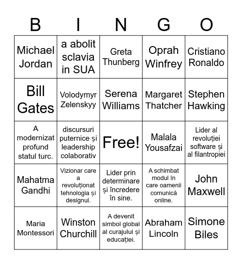 Leadership Bingo Card