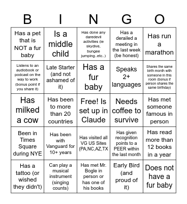 ACE Leadership Offsite - Break the Ice Bingo Card