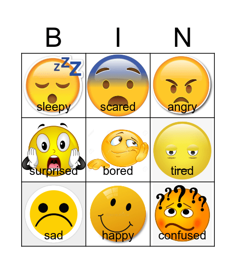 Feelings and emotions Bingo Card
