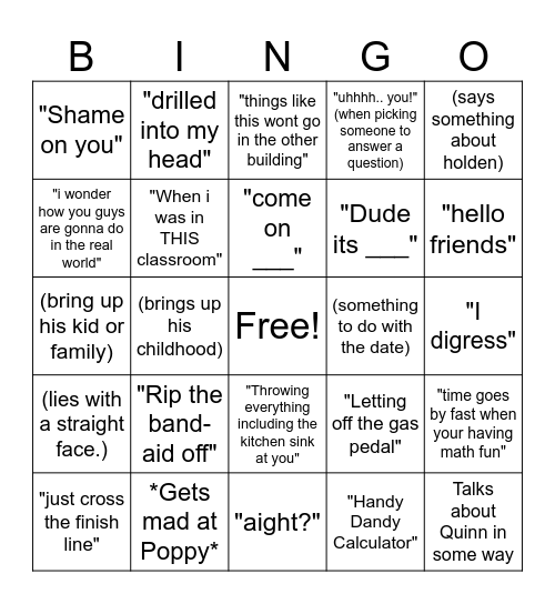 mr. Rogerio Bingo Card