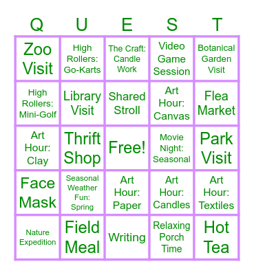 MARCH Bingo Card