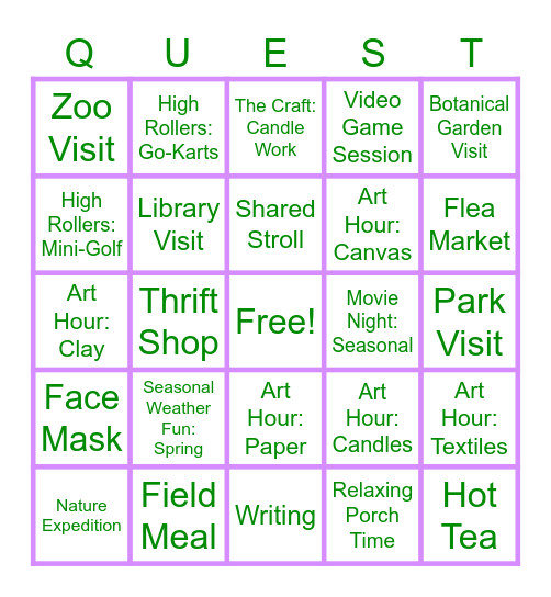 MARCH Bingo Card