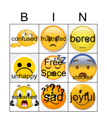 Feelings and emotions Bingo Card