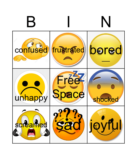 Feelings and emotions Bingo Card