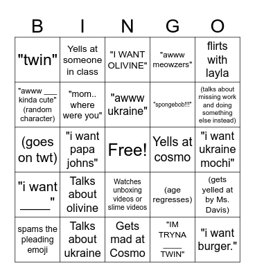 Finn Bingo Card