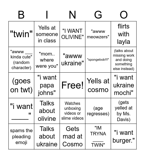 Finn Bingo Card