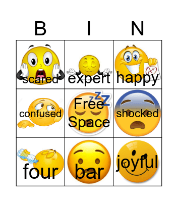 Feelings and emotions Bingo Card