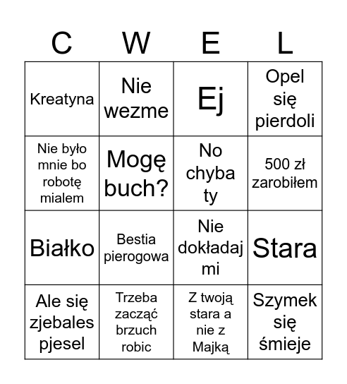 Siłownia Bingo Card